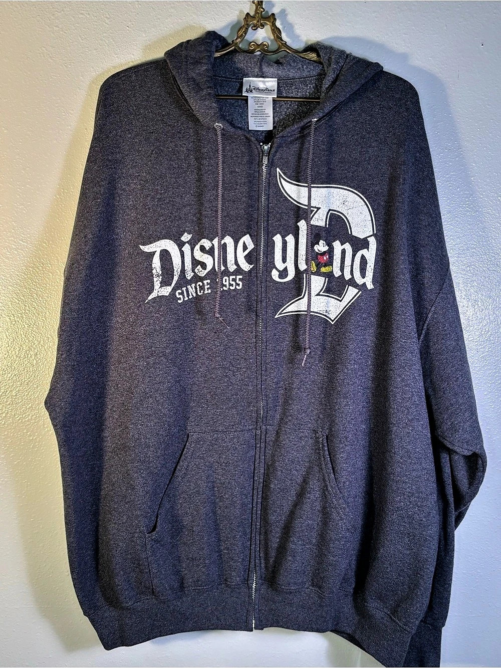 Disney Parks Disneyland Hoodie 3XL Gray Mickey Mouse Full Zip Sweatshirt
